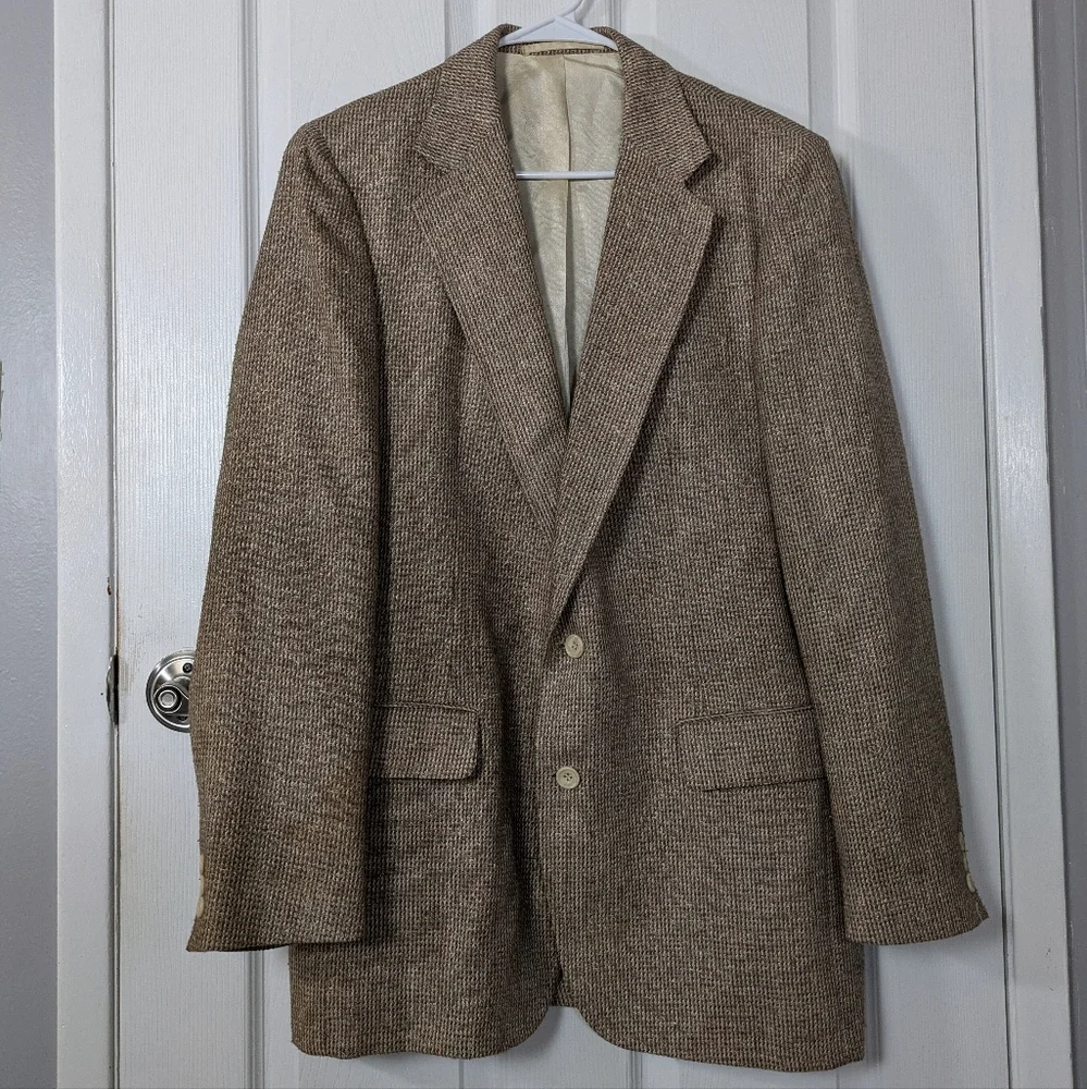 Vintage 70s ACTWU Tweed Double Button Sport Coat by Stanley Blacker‎ for The Bon